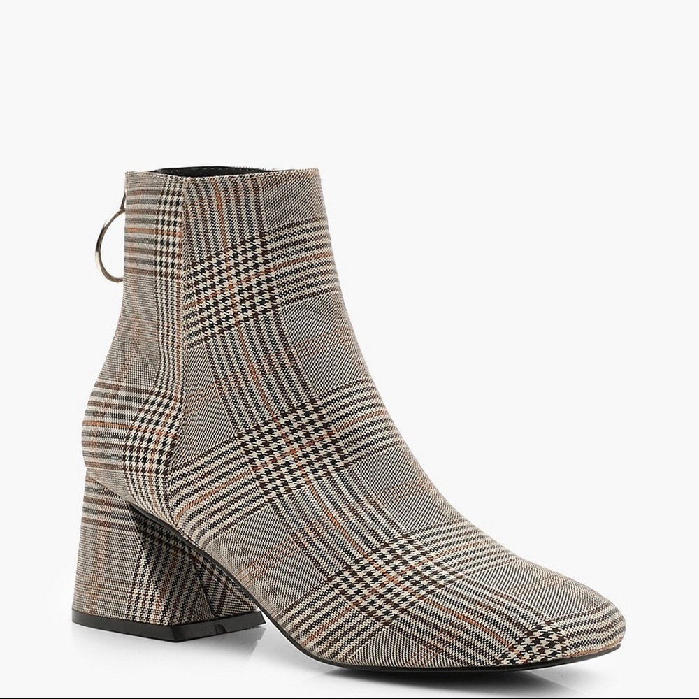 Check Block Heel Booties. Only been worn once!
